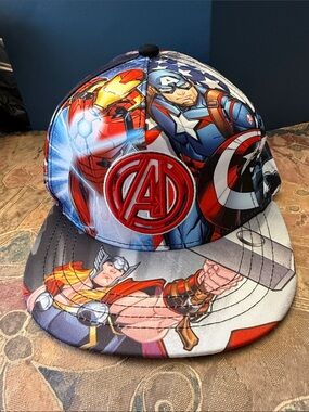 Avenger Kids Blue Red Multicharacter Baseball Hat
